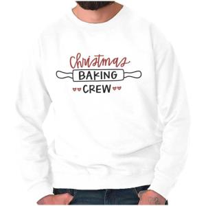 Brisco Brands Christmas Baking Crew Rolling Pin Sweatshirt for Men or Women(White)
