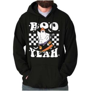 Brisco Brands Cool Skateboarding Ghost Boo Yeah Hoodie Sweatshirt Women Men(Black)