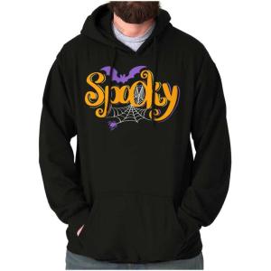 Brisco Brands Cute Spooky Halloween Spider Web Hoodie Sweatshirt Women Men(Black)