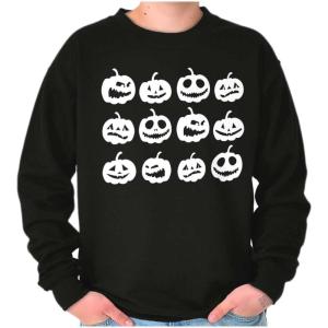 Brisco Brands Funny Halloween Jack O Lanterns Sweatshirt for Men or Women(Black)