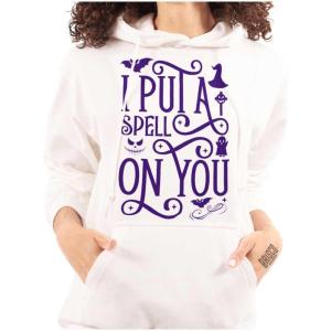 Brisco Brands Halloween I Put A Spell On You Witch Hoodie Sweatshirt Women(White)