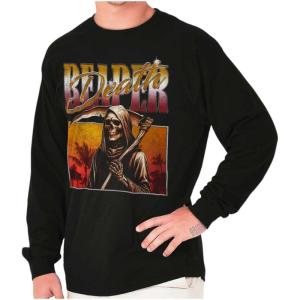 Brisco Brands Halloween Monster Reaper of Death Long Sleeve Tshirt Men Women(Black)