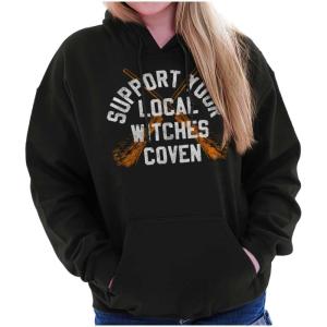 Brisco Brands Support Your Local Witches Coven Hoodie Sweatshirt Women(Black)