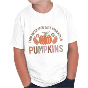 Cute Fall Autumn Farm Fresh Pumpkins Crewneck T Shirts Boy Girl(White)