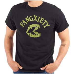 Funny Halloween Vampire Fang Anxiety Graphic T Shirt Men or Women(Black)