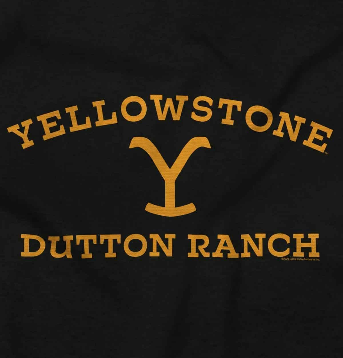 imageBrisco Brands Yellowstone Dutton Ranch Arched Logo Baby Romper Boys or GirlsBlack