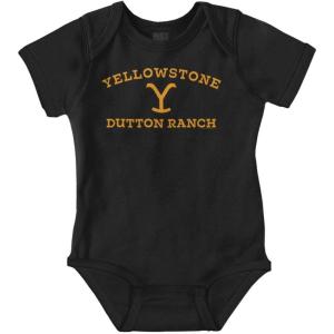 Brisco Brands Yellowstone Dutton Ranch Arched Logo Baby Romper Boys or Girls(Black)