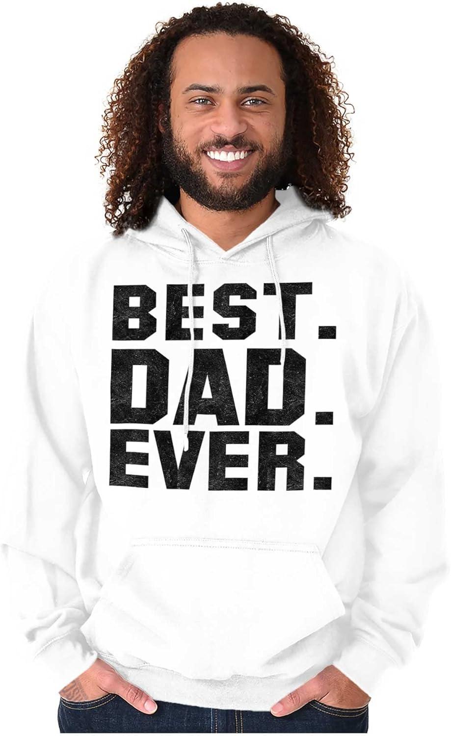 imageBrisco Brands Best Dad Ever Worlds Coolest Father Hoodie Hooded Sweatshirt MenWhite