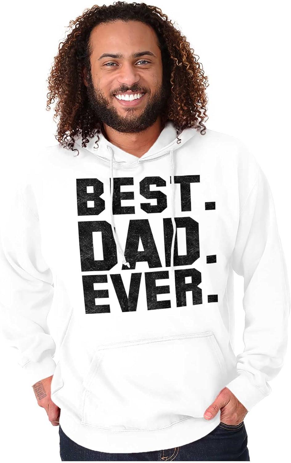 imageBrisco Brands Best Dad Ever Worlds Coolest Father Hoodie Hooded Sweatshirt MenWhite