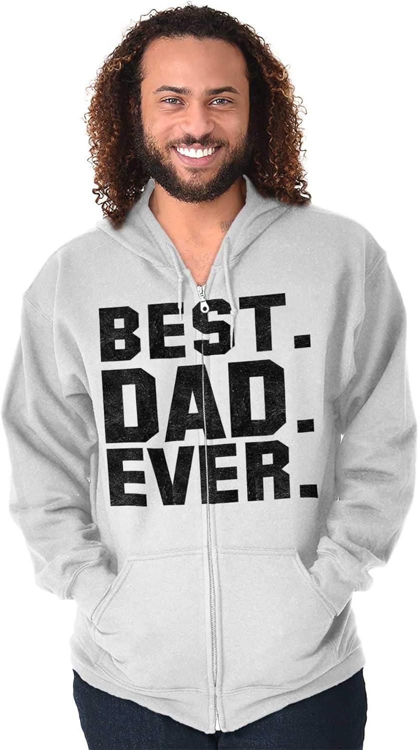 imageBrisco Brands Best Dad Ever Worlds Coolest Father Zip Hoodie Sweatshirt MenWhite