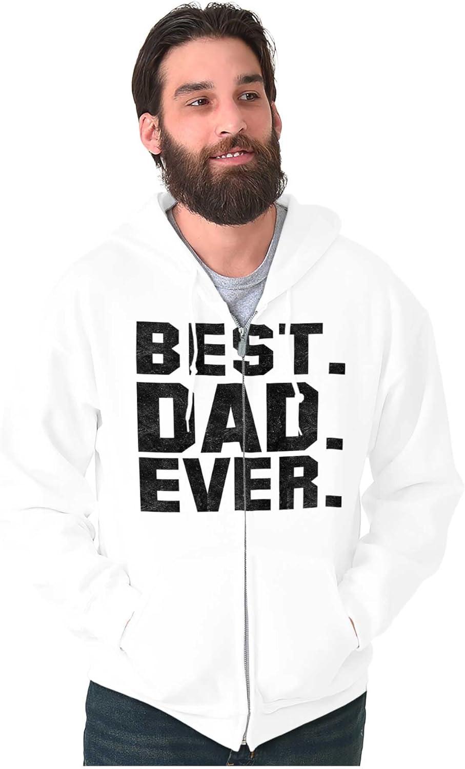 imageBrisco Brands Best Dad Ever Worlds Coolest Father Zip Hoodie Sweatshirt MenWhite