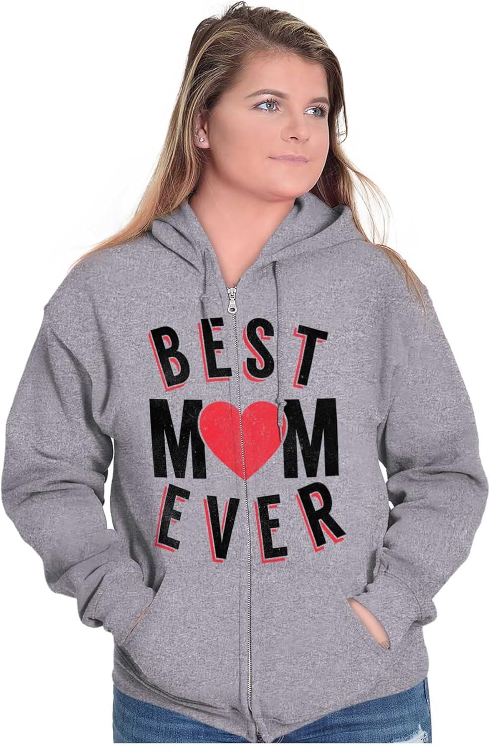 imageBrisco Brands Best Mom Ever Worlds Mothers Day Love Zip Hoodie Sweatshirt WomenSport Grey