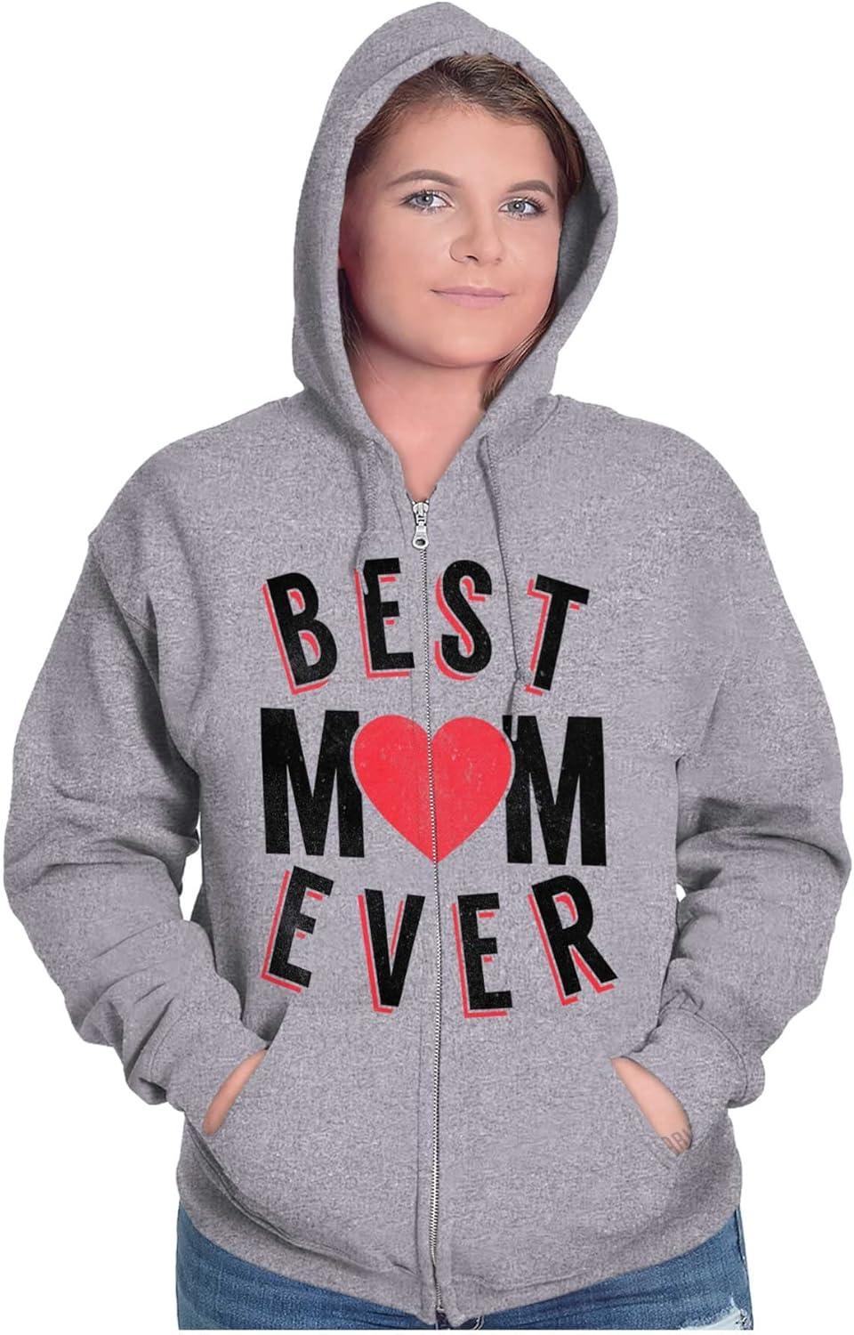 imageBrisco Brands Best Mom Ever Worlds Mothers Day Love Zip Hoodie Sweatshirt WomenSport Grey