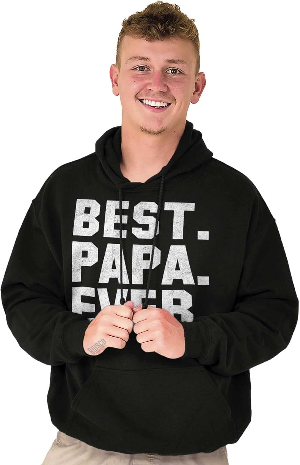 imageBrisco Brands Best Papa Ever Worlds Coolest Father Hoodie Hooded Sweatshirt MenBlack