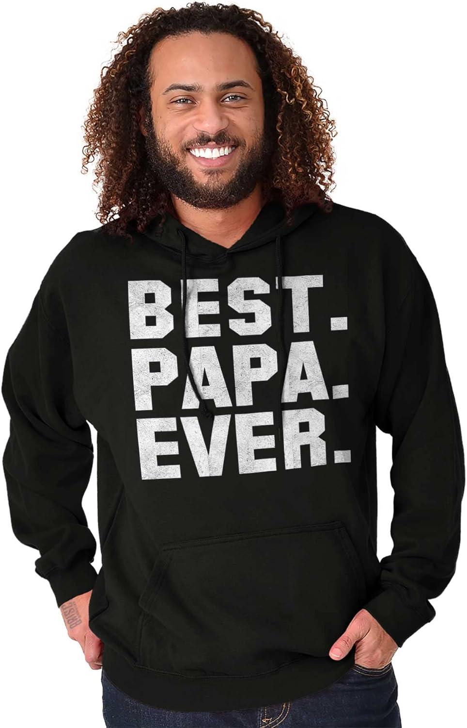 imageBrisco Brands Best Papa Ever Worlds Coolest Father Hoodie Hooded Sweatshirt MenBlack