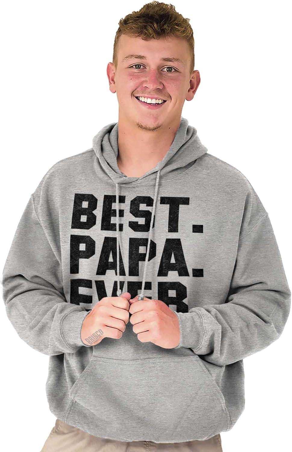 imageBrisco Brands Best Papa Ever Worlds Coolest Father Hoodie Hooded Sweatshirt MenSport Grey