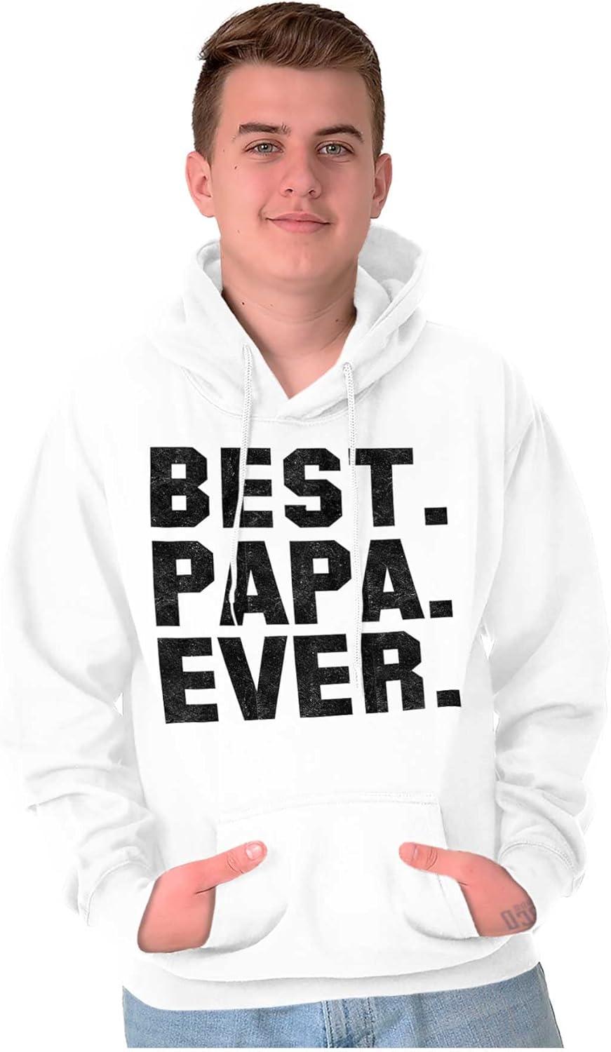 imageBrisco Brands Best Papa Ever Worlds Coolest Father Hoodie Hooded Sweatshirt MenWhite