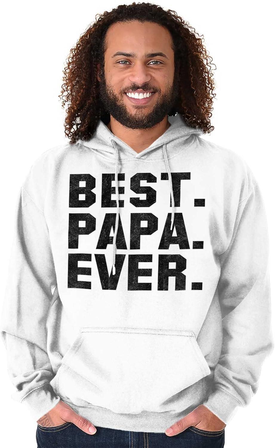 imageBrisco Brands Best Papa Ever Worlds Coolest Father Hoodie Hooded Sweatshirt MenWhite