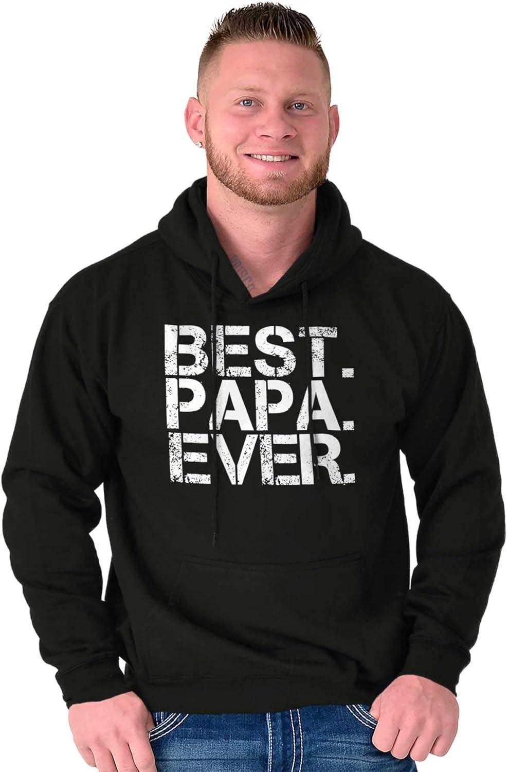 imageBrisco Brands Best Papa Ever Worlds Greatest Father Hoodie Hooded Sweatshirt MenBlack