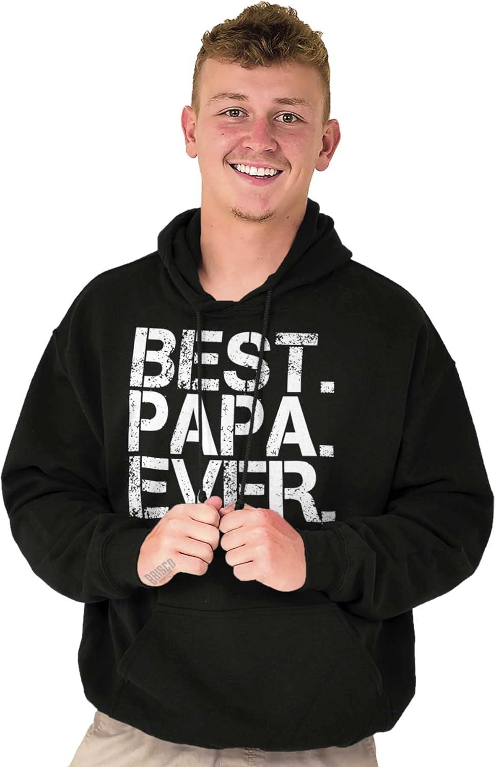 imageBrisco Brands Best Papa Ever Worlds Greatest Father Hoodie Hooded Sweatshirt MenBlack