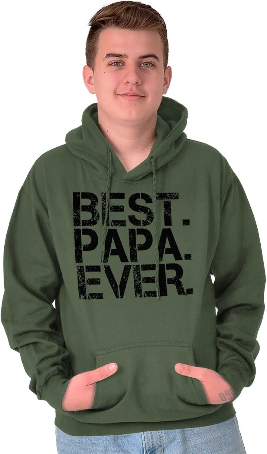 imageBrisco Brands Best Papa Ever Worlds Greatest Father Hoodie Hooded Sweatshirt MenMilitary Green
