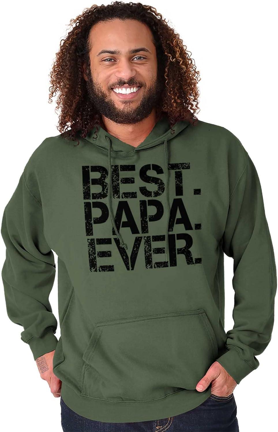 imageBrisco Brands Best Papa Ever Worlds Greatest Father Hoodie Hooded Sweatshirt MenMilitary Green