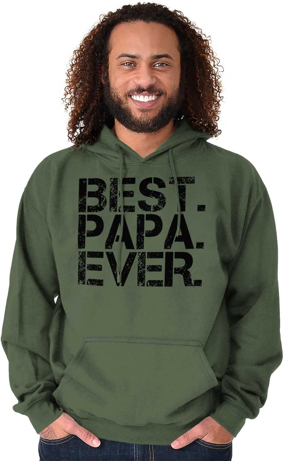 imageBrisco Brands Best Papa Ever Worlds Greatest Father Hoodie Hooded Sweatshirt MenMilitary Green