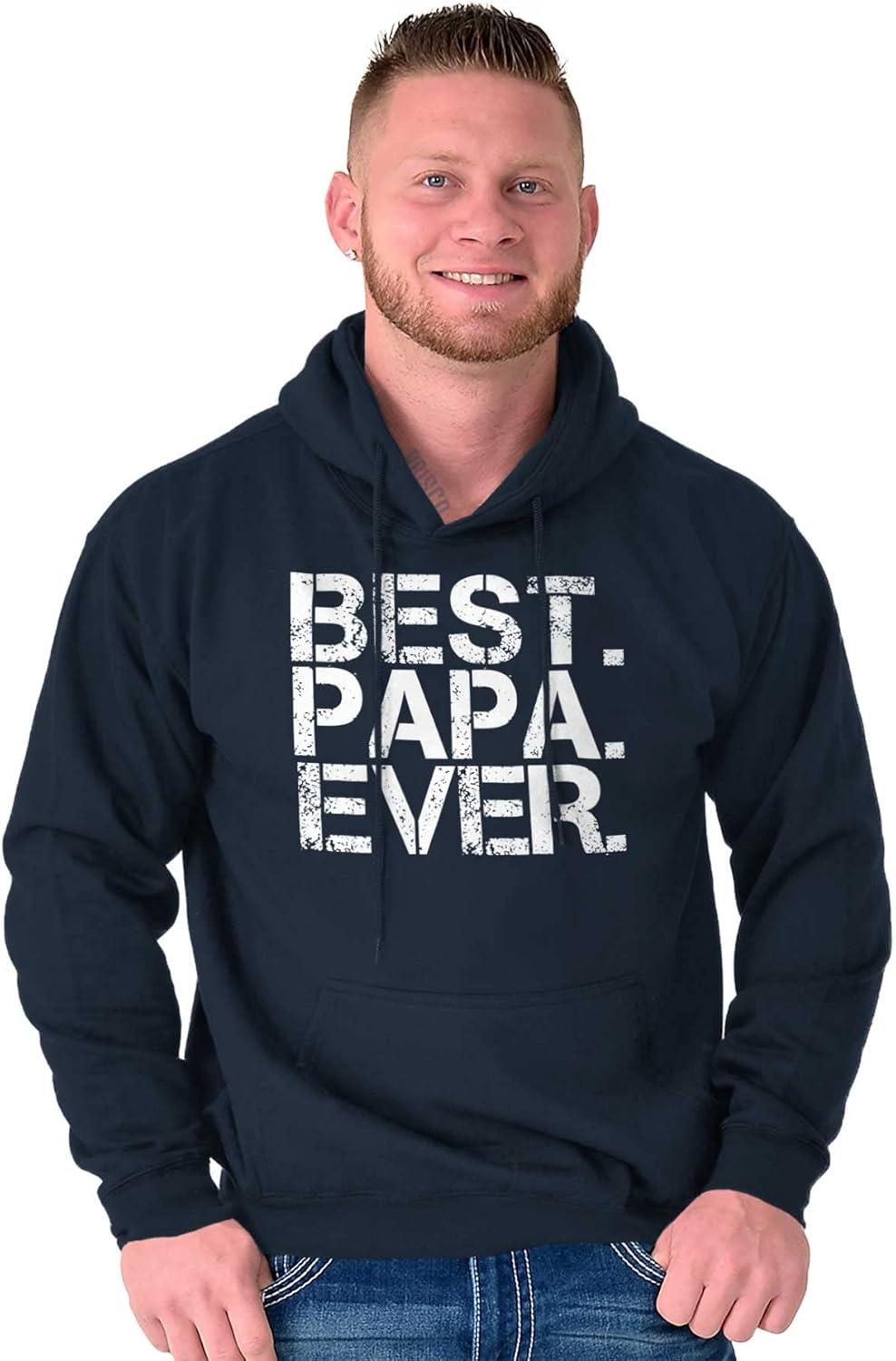 imageBrisco Brands Best Papa Ever Worlds Greatest Father Hoodie Hooded Sweatshirt MenNavy