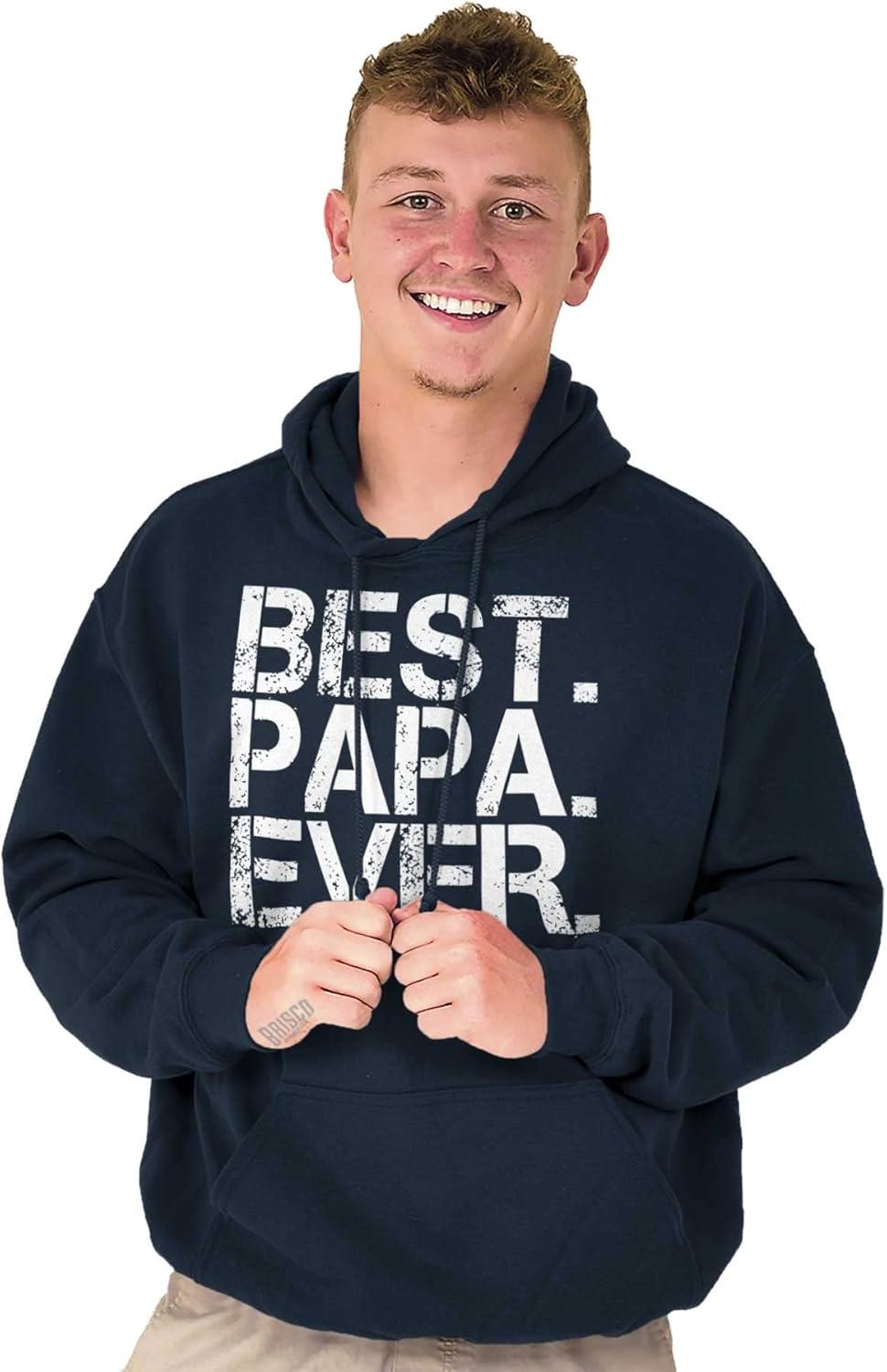 imageBrisco Brands Best Papa Ever Worlds Greatest Father Hoodie Hooded Sweatshirt MenNavy