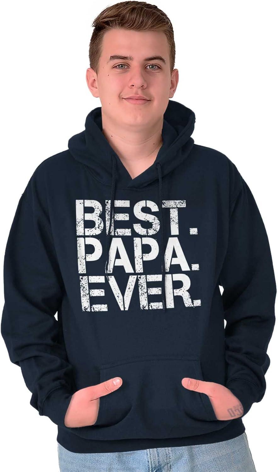 imageBrisco Brands Best Papa Ever Worlds Greatest Father Hoodie Hooded Sweatshirt MenNavy