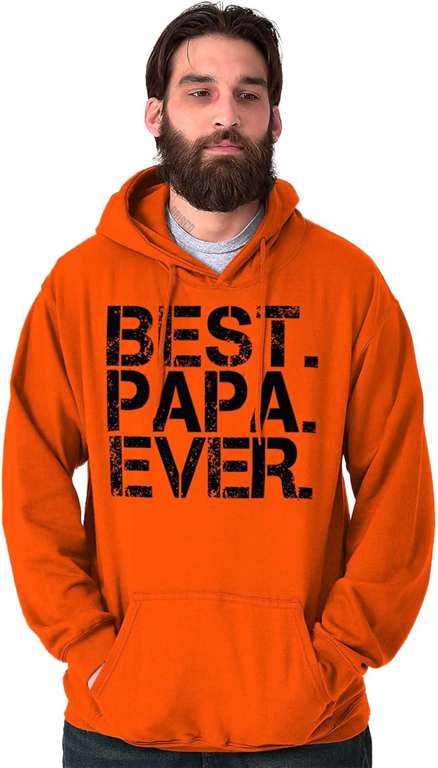 imageBrisco Brands Best Papa Ever Worlds Greatest Father Hoodie Hooded Sweatshirt MenOrange
