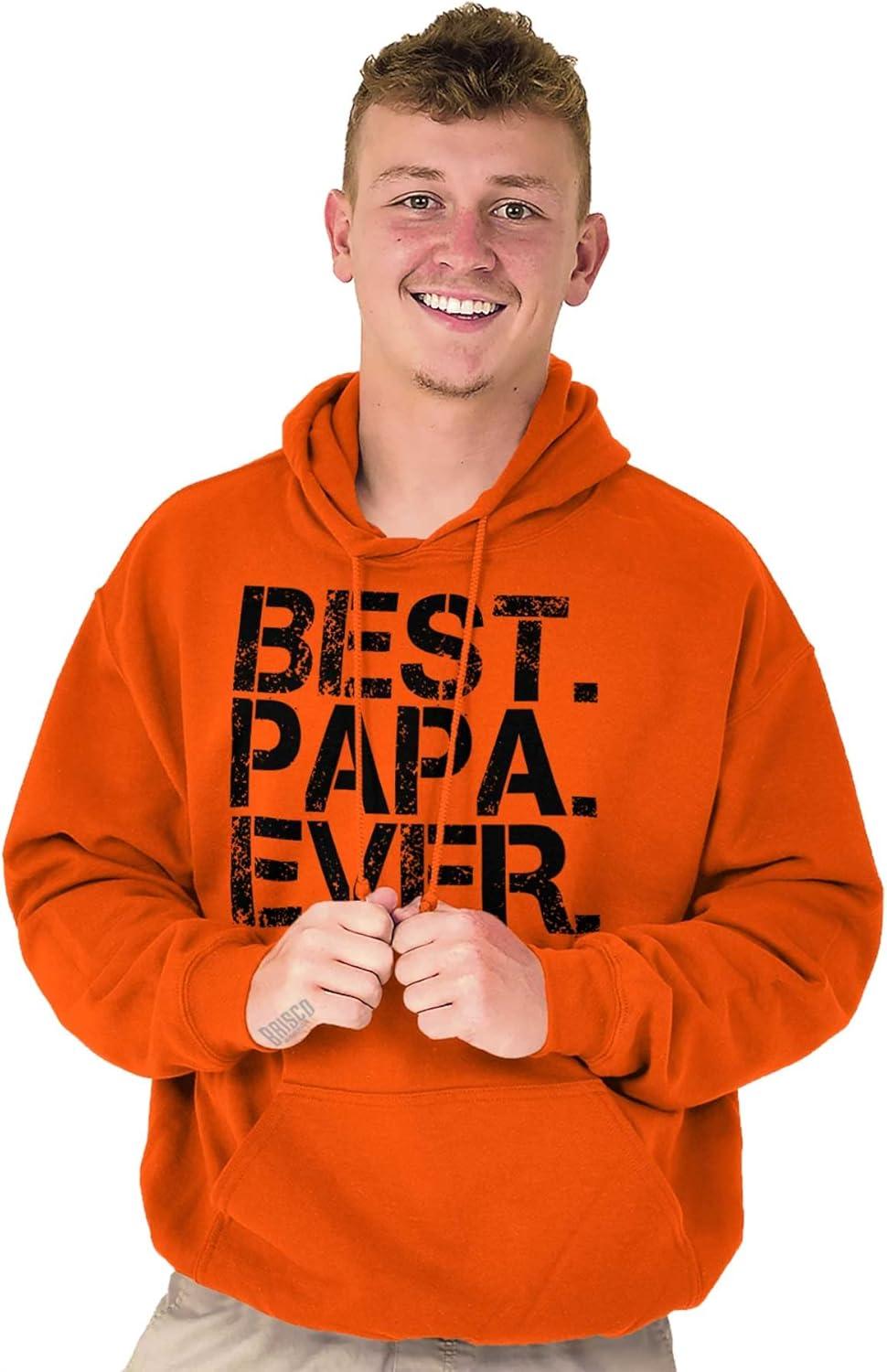 imageBrisco Brands Best Papa Ever Worlds Greatest Father Hoodie Hooded Sweatshirt MenOrange