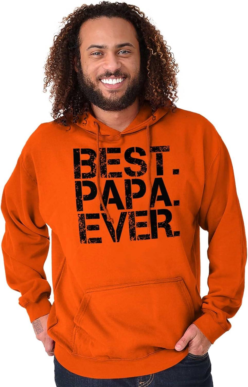 imageBrisco Brands Best Papa Ever Worlds Greatest Father Hoodie Hooded Sweatshirt MenOrange