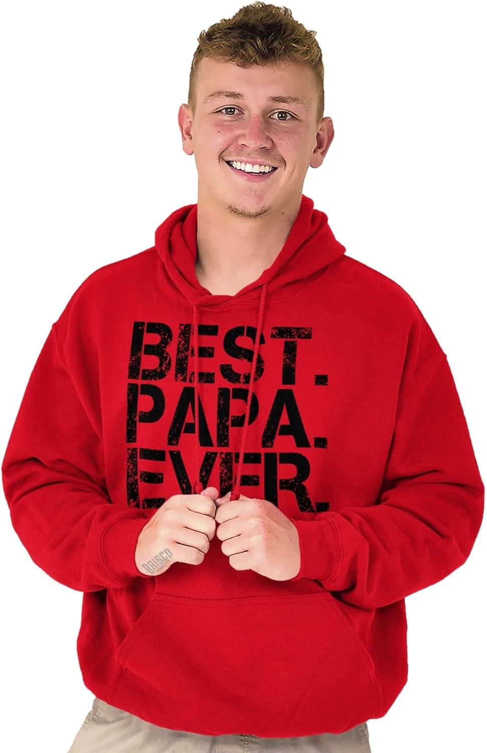 imageBrisco Brands Best Papa Ever Worlds Greatest Father Hoodie Hooded Sweatshirt MenRed