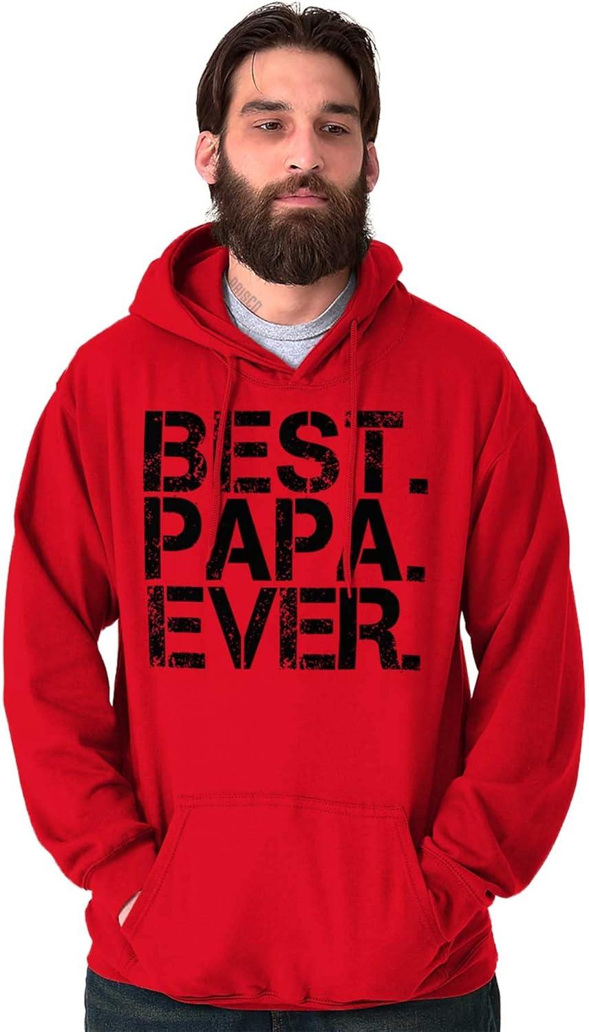 imageBrisco Brands Best Papa Ever Worlds Greatest Father Hoodie Hooded Sweatshirt MenRed