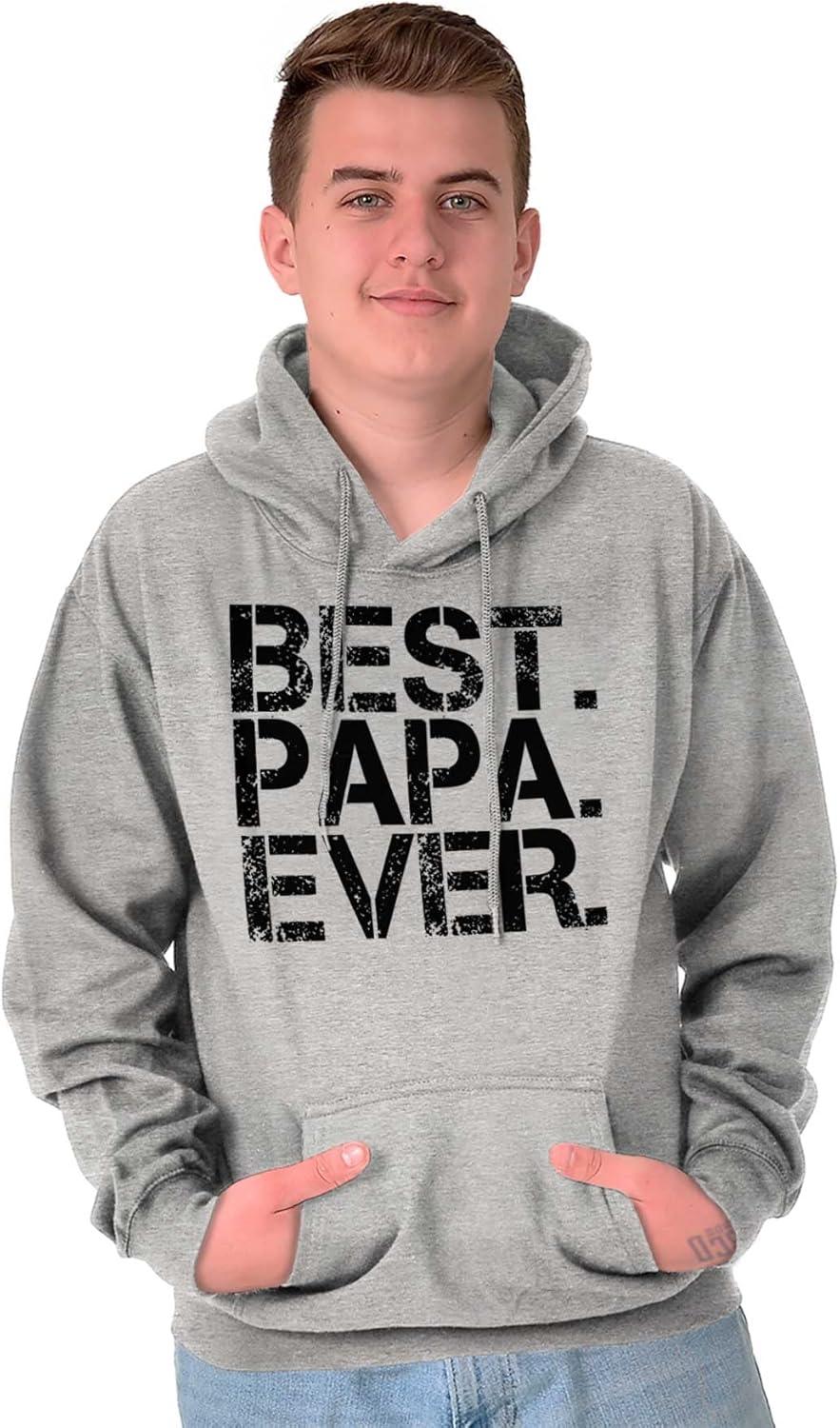 imageBrisco Brands Best Papa Ever Worlds Greatest Father Hoodie Hooded Sweatshirt MenSport Grey