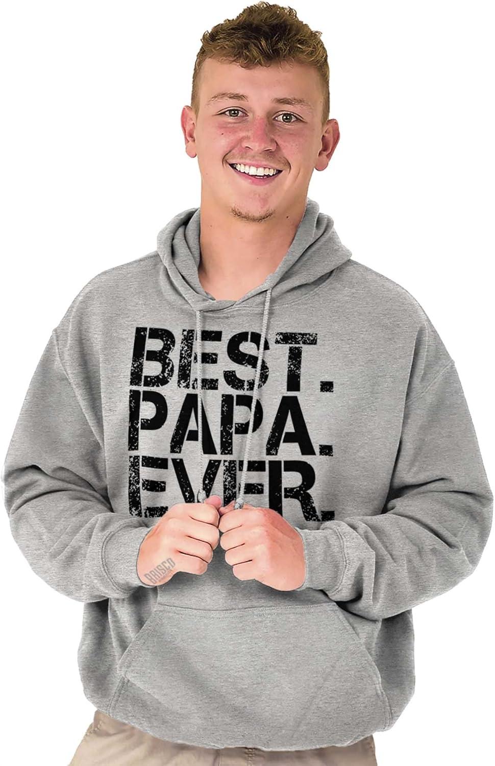 imageBrisco Brands Best Papa Ever Worlds Greatest Father Hoodie Hooded Sweatshirt MenSport Grey