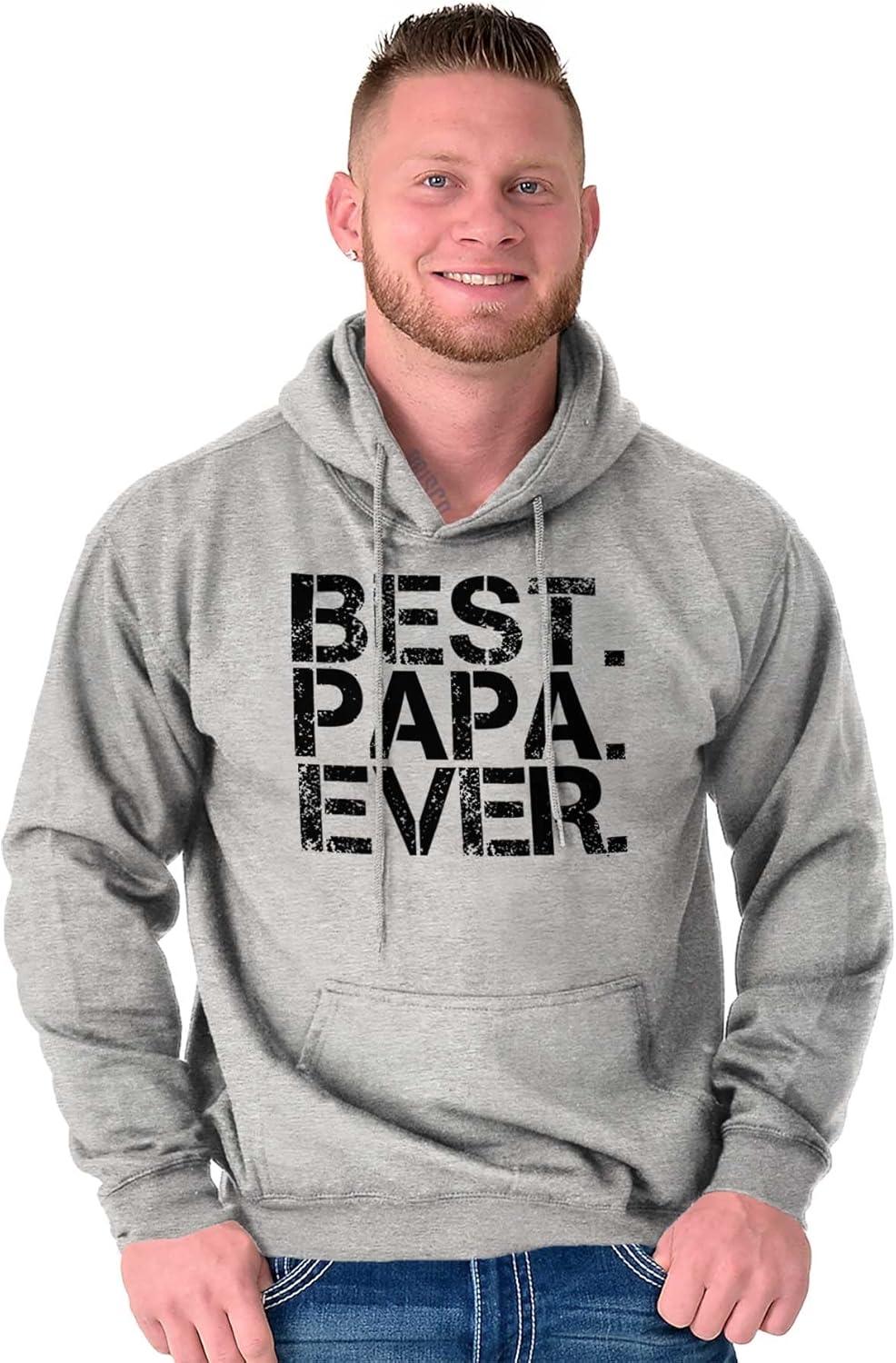 imageBrisco Brands Best Papa Ever Worlds Greatest Father Hoodie Hooded Sweatshirt MenSport Grey