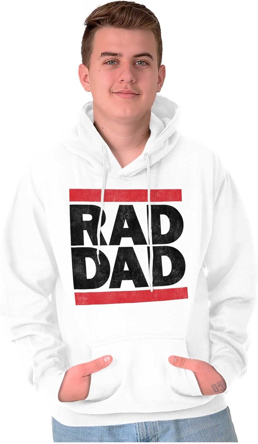 imageBrisco Brands Cool Retro Rad Dad Best Father Ever Hoodie Hooded Sweatshirt MenWhite