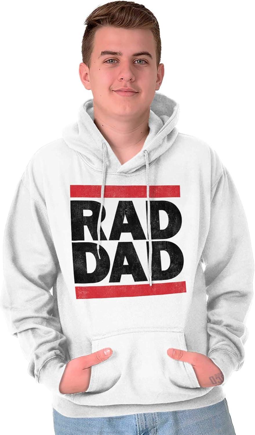 imageBrisco Brands Cool Retro Rad Dad Best Father Ever Hoodie Hooded Sweatshirt MenWhite