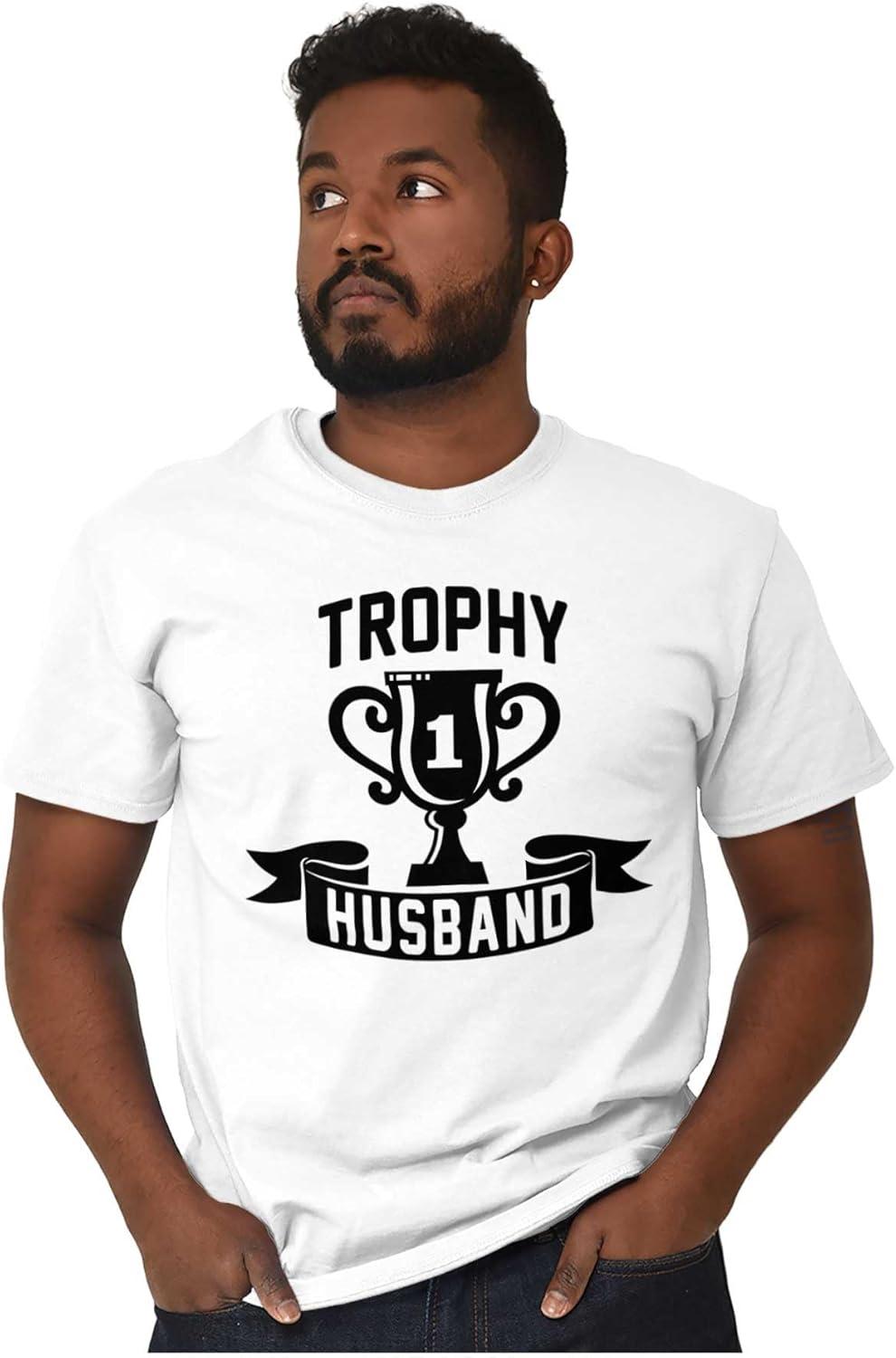 imageBrisco Brands Cool Trophy Husband Number 1 Hubby Mens Graphic T Shirt TeesWhite