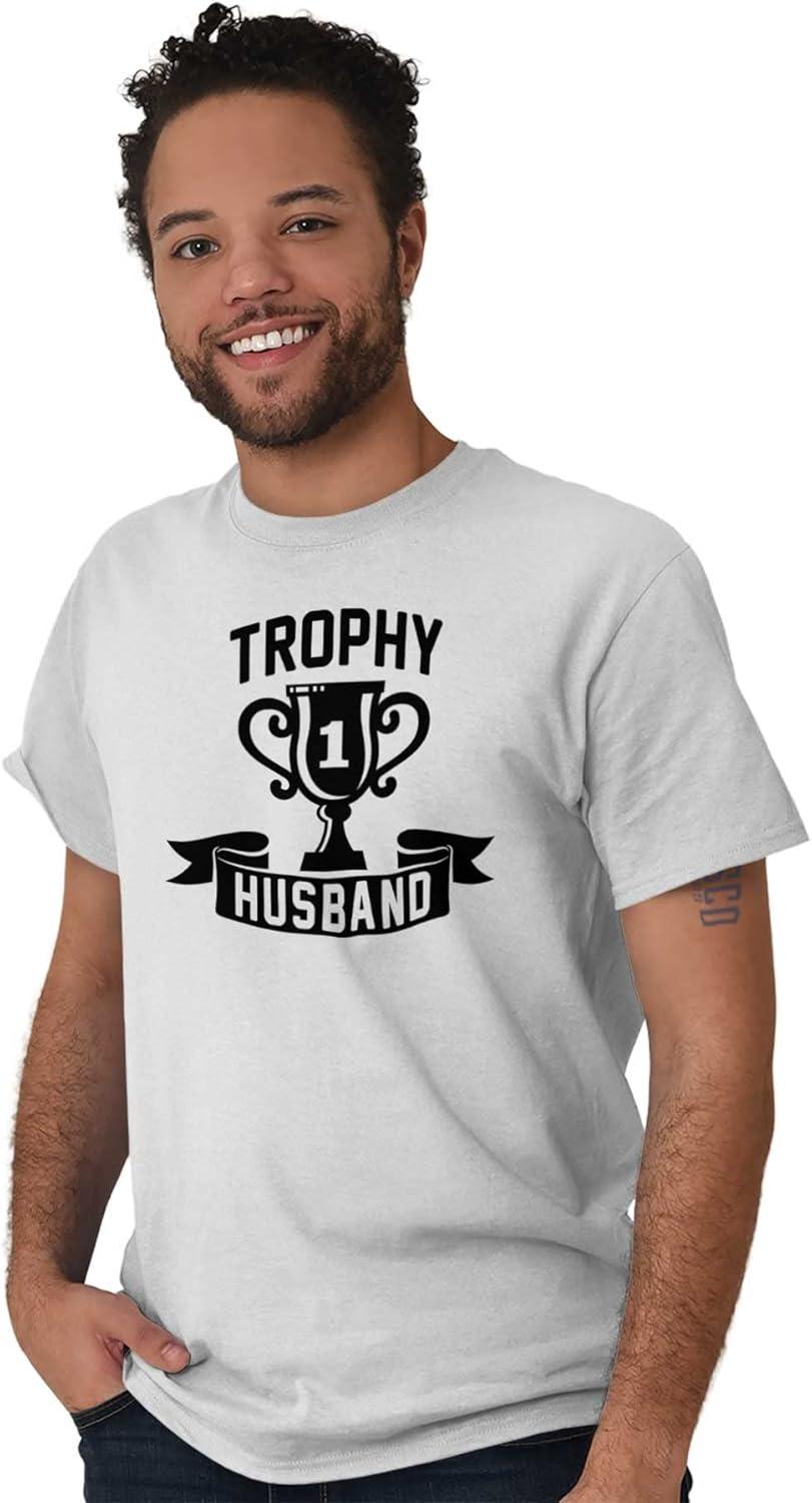 imageBrisco Brands Cool Trophy Husband Number 1 Hubby Mens Graphic T Shirt TeesWhite