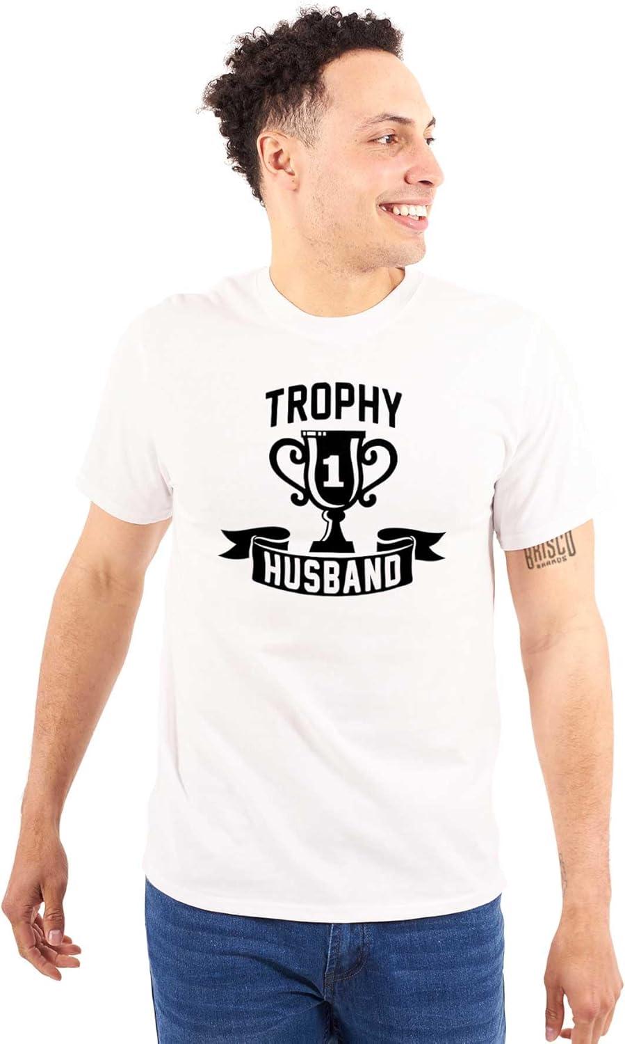 imageBrisco Brands Cool Trophy Husband Number 1 Hubby Mens Graphic T Shirt TeesWhite