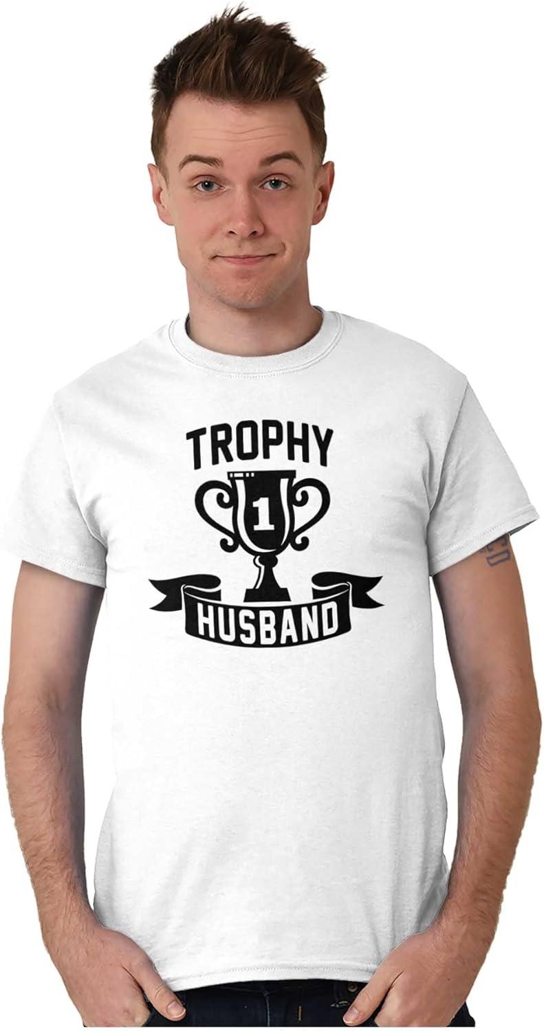 imageBrisco Brands Cool Trophy Husband Number 1 Hubby Mens Graphic T Shirt TeesWhite