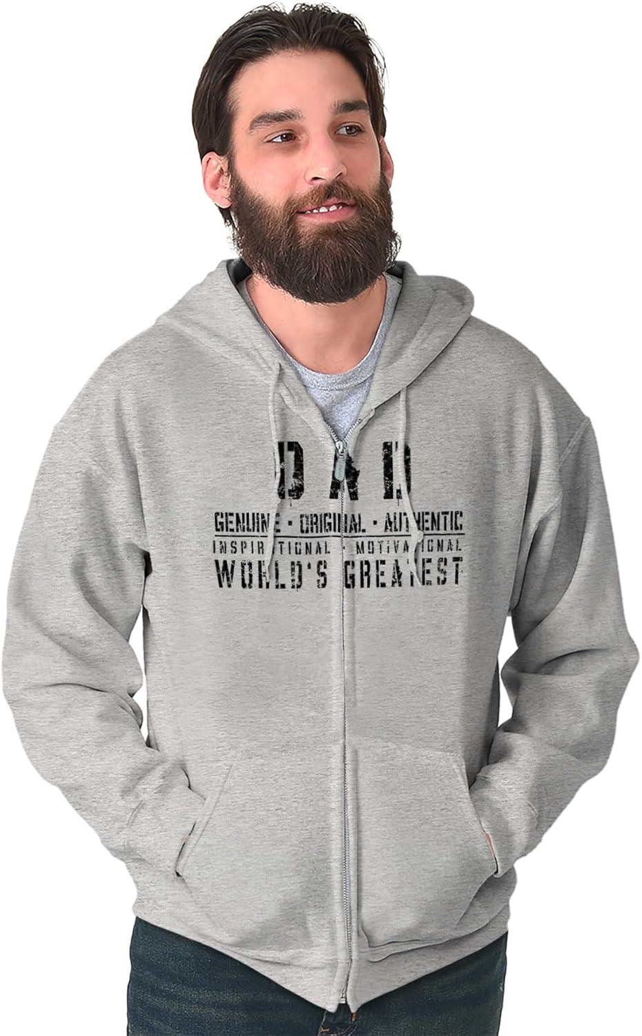 imageBrisco Brands Dad Genuine Worlds Greatest Father Zip Hoodie Sweatshirt MenSport Grey