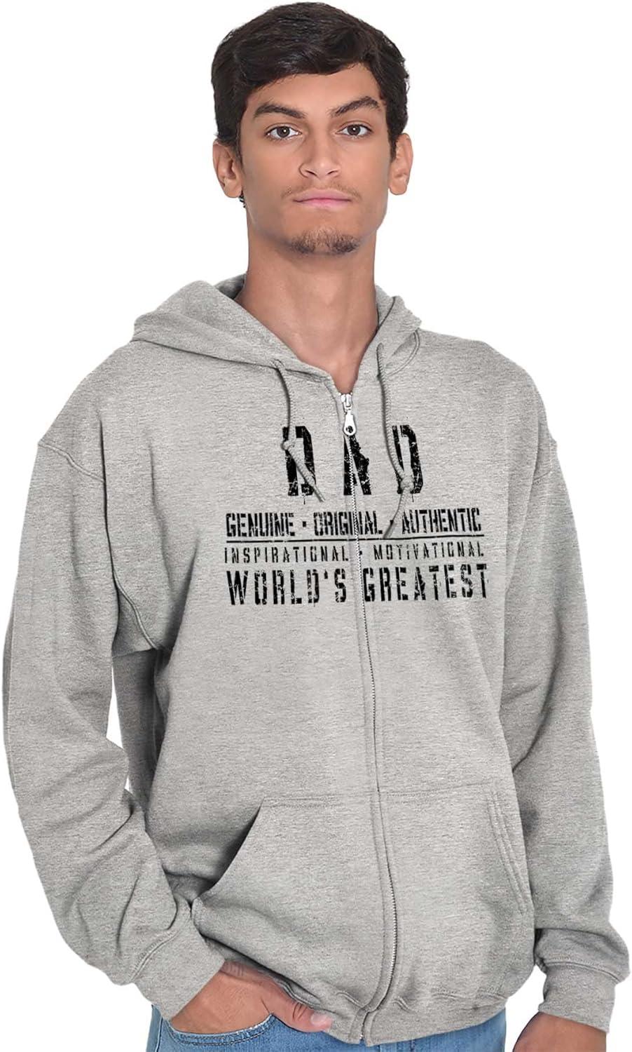 imageBrisco Brands Dad Genuine Worlds Greatest Father Zip Hoodie Sweatshirt MenSport Grey
