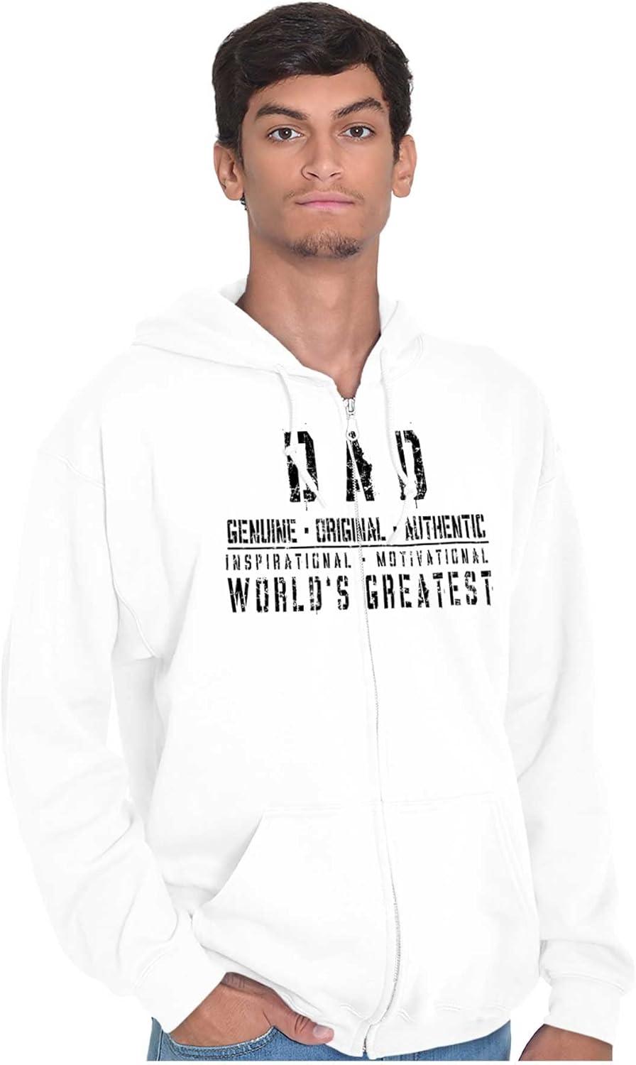 imageBrisco Brands Dad Genuine Worlds Greatest Father Zip Hoodie Sweatshirt MenWhite