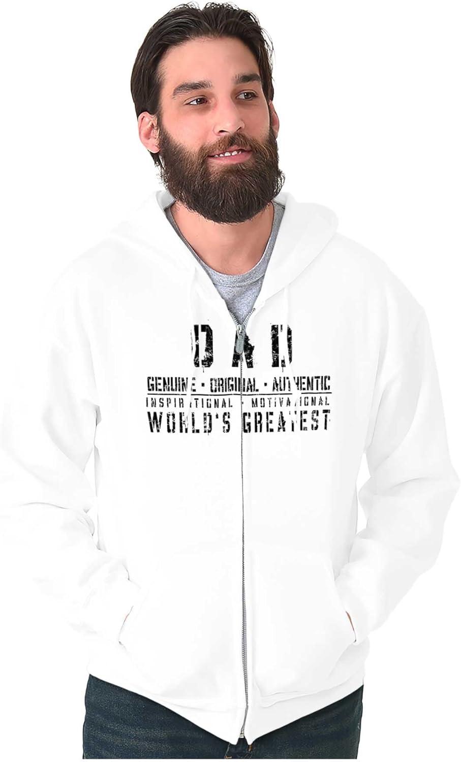 imageBrisco Brands Dad Genuine Worlds Greatest Father Zip Hoodie Sweatshirt MenWhite