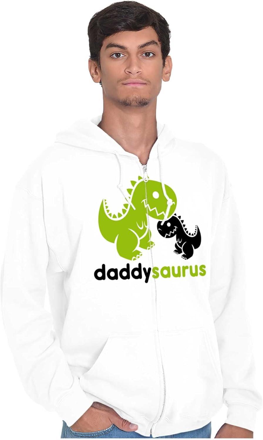 imageBrisco Brands Fathers Daddysaurus Trex Dinosaur Dad Zip Hoodie Sweatshirt MenWhite