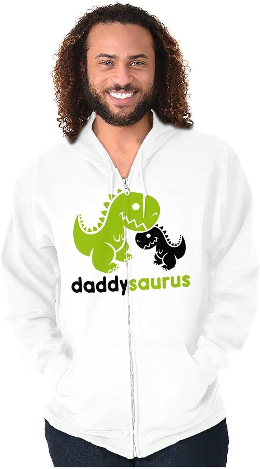 imageBrisco Brands Fathers Daddysaurus Trex Dinosaur Dad Zip Hoodie Sweatshirt MenWhite